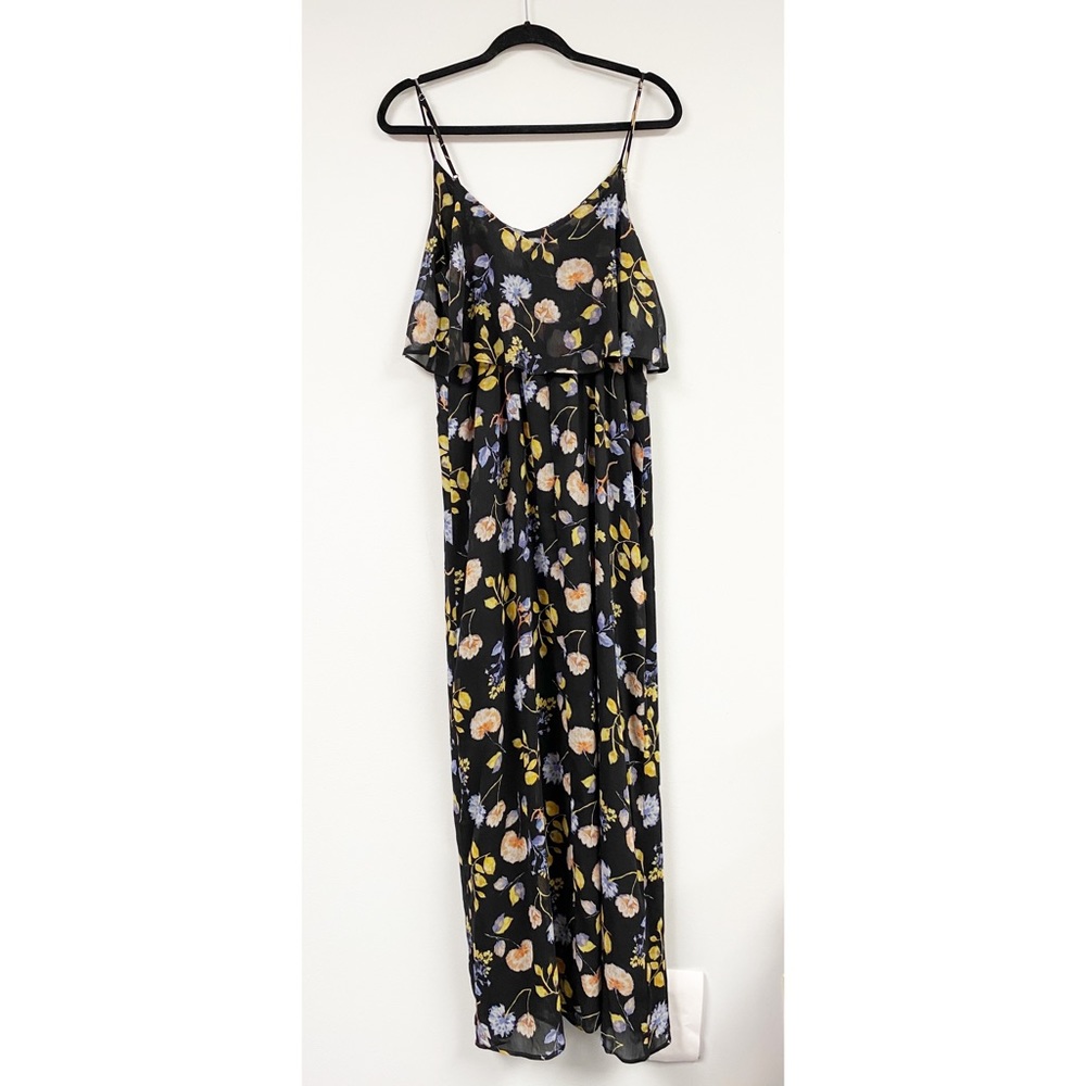 Black Floral Spaghetti Strap Maxi Dress - Picture 3 of 9